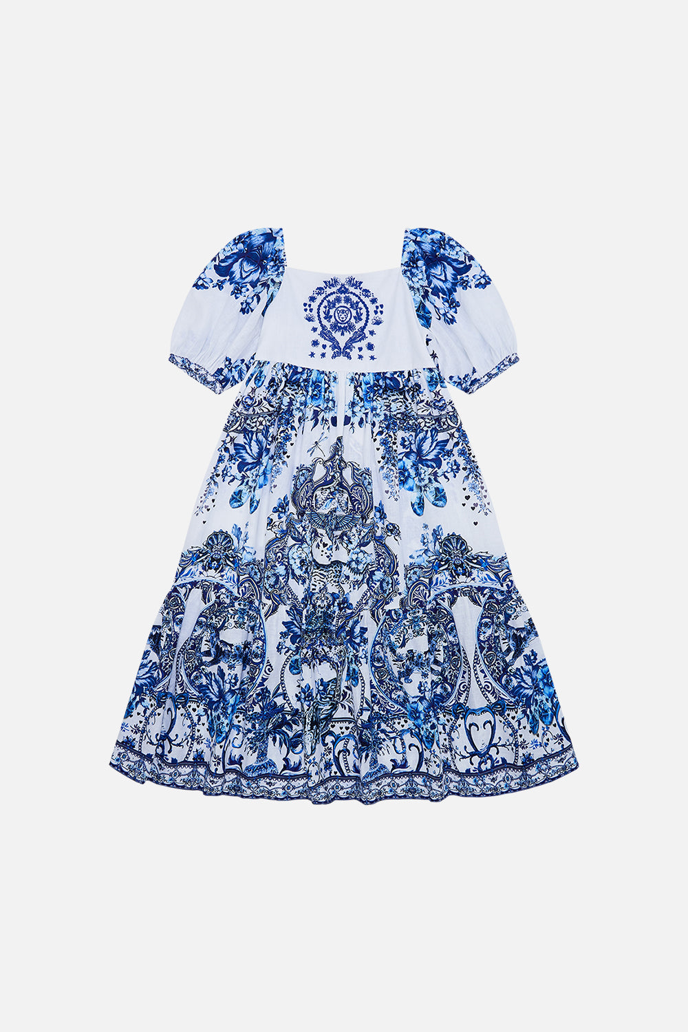 Front product view of Milla By CAMILLA kids mini dress in Glaze and Graze print