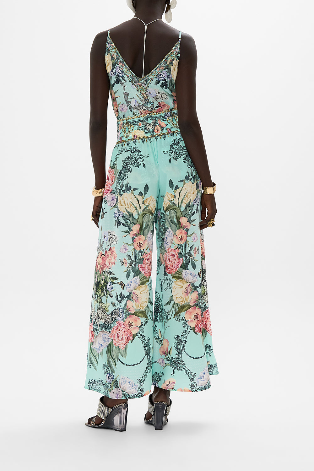 CAMILLA floral v neck silk cami in Petal Promiseland print