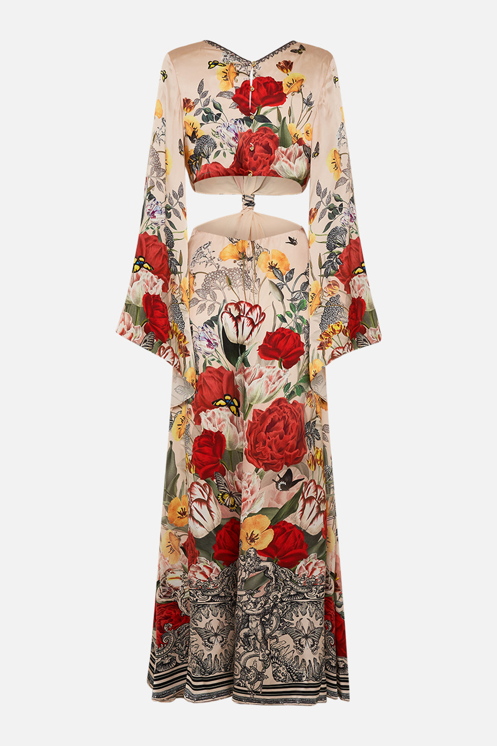 CAMILLA silk cut out dress in Etched Into Eternity print