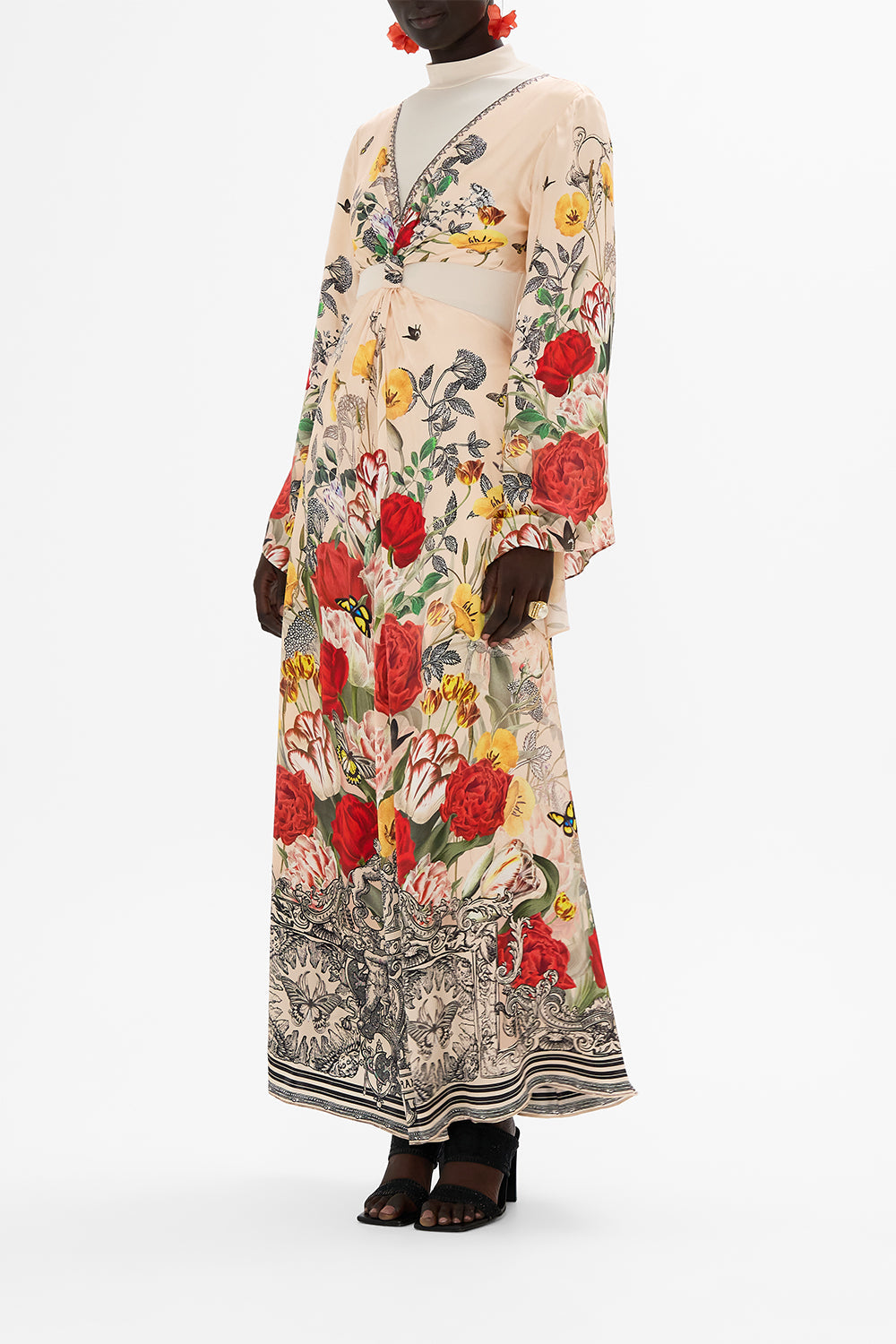 CAMILLA Multi Cut Out Dress with Knot Front in Etched into Eternity print