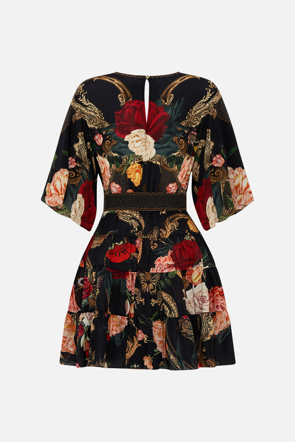 CAMILLA floral ruched underwire bra with removable straps in Stitched in Time print.