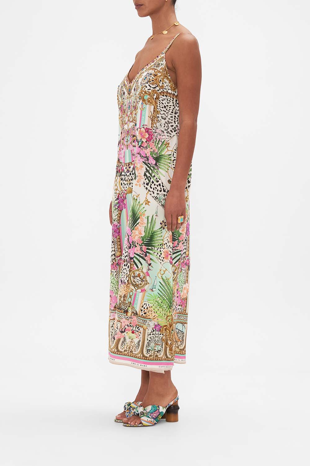 V NECK MIDI SLIP DRESS DEAR AMORE MIO