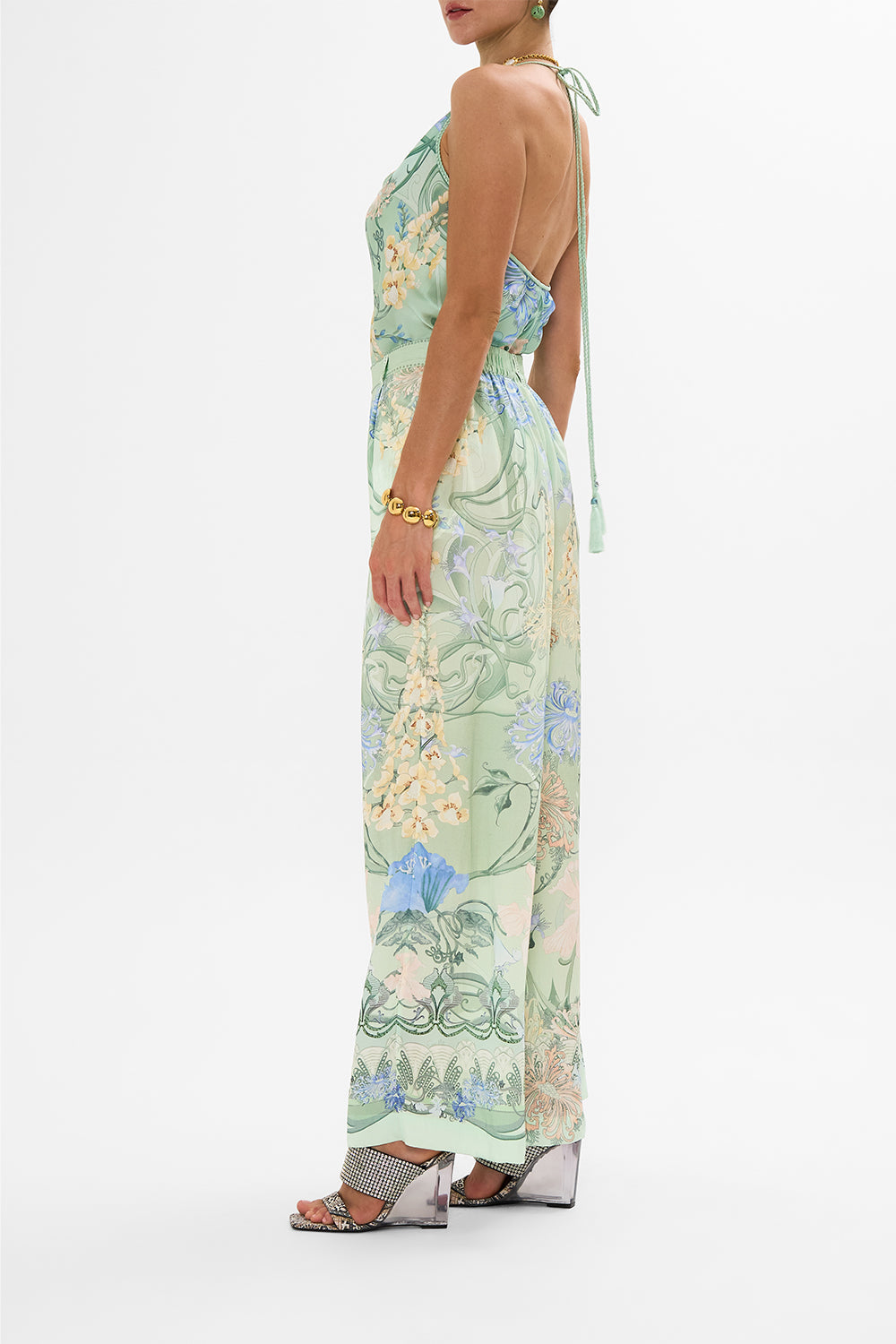 CAMILLA Floral Bias Halter Top in Dreaming in Dutch