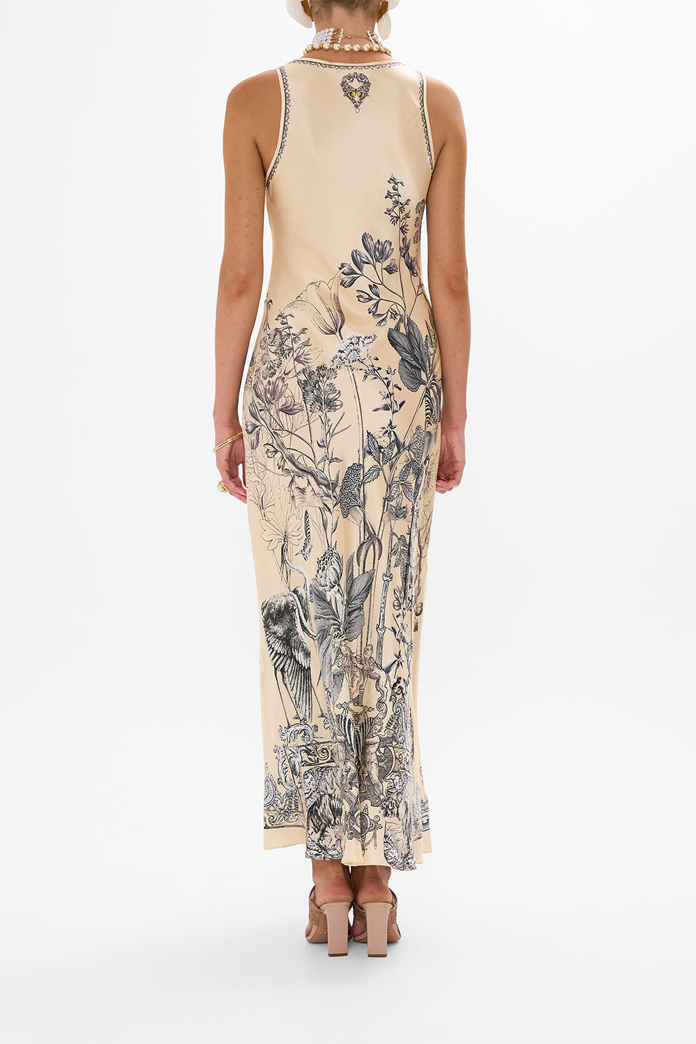 CAMILLA silk bias tank dress in Etched Into Eternity print 