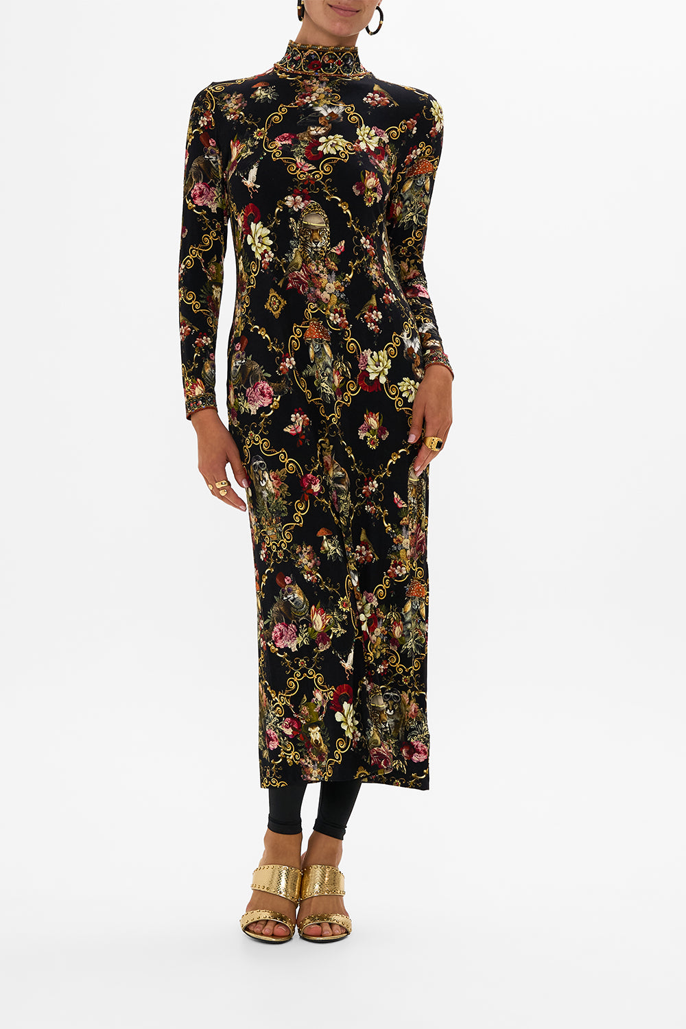 CAMILLA Black Turtleneck Jersey Dress in Told in the Tapestry