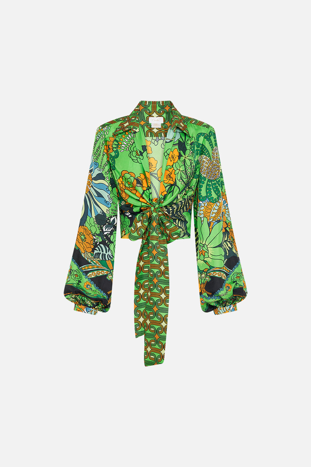 CAMILLA Green Cropped Wrap Shirt in Good Vibes Generation