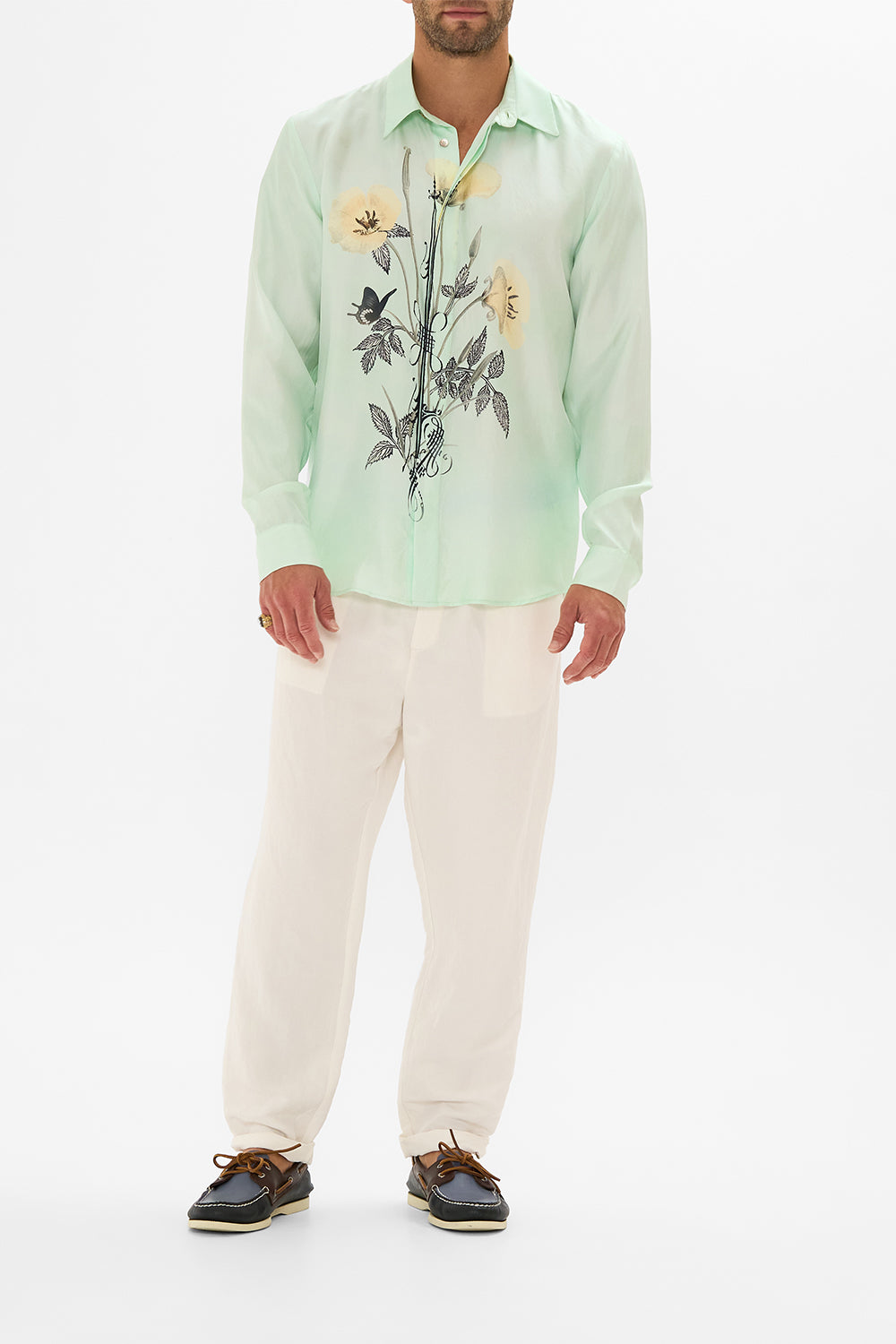 LONG SLEEVE HIDDEN PLACKET SHIRT PETAL PROMISE LAND