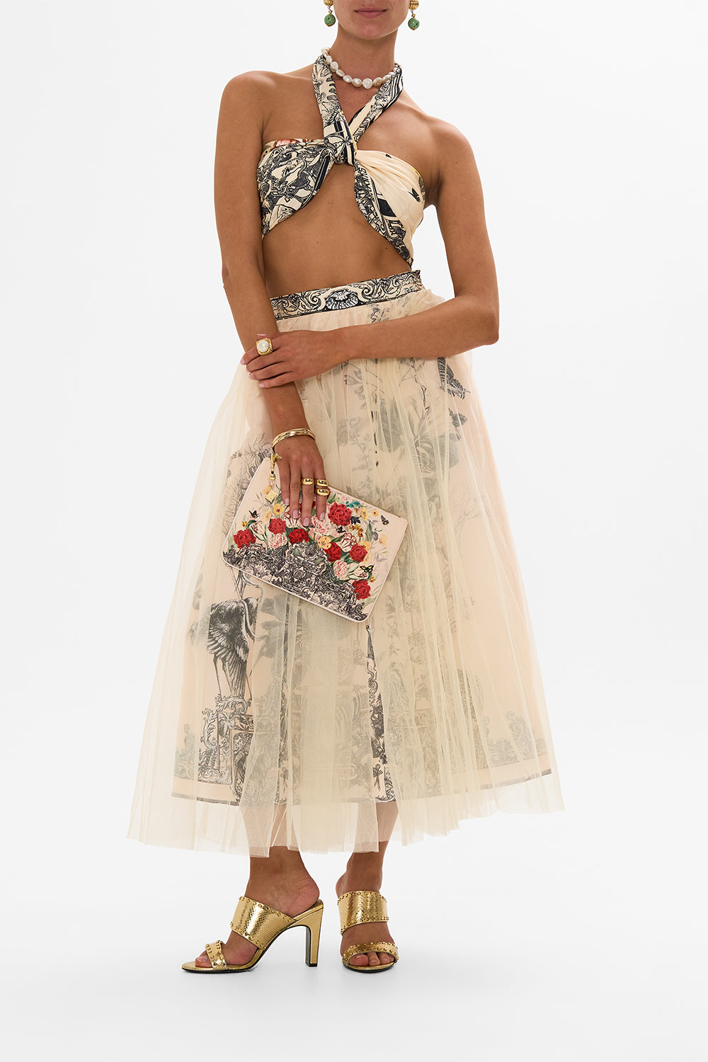 CAMILLA multi Small Canvas Clutch in Etched into Eternity