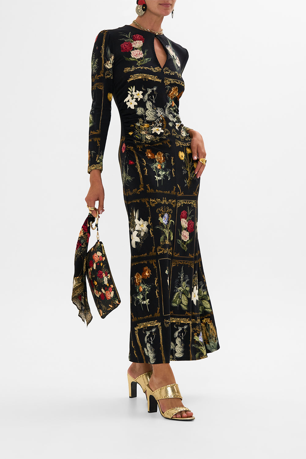 CAMILLA floral ring scarf clutch in Magic in the Manuscripts