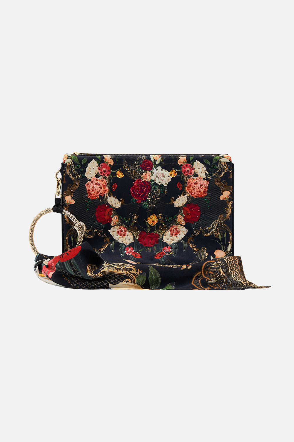 CAMILLA floral ring scarf clutch in Magic in the Manuscripts
