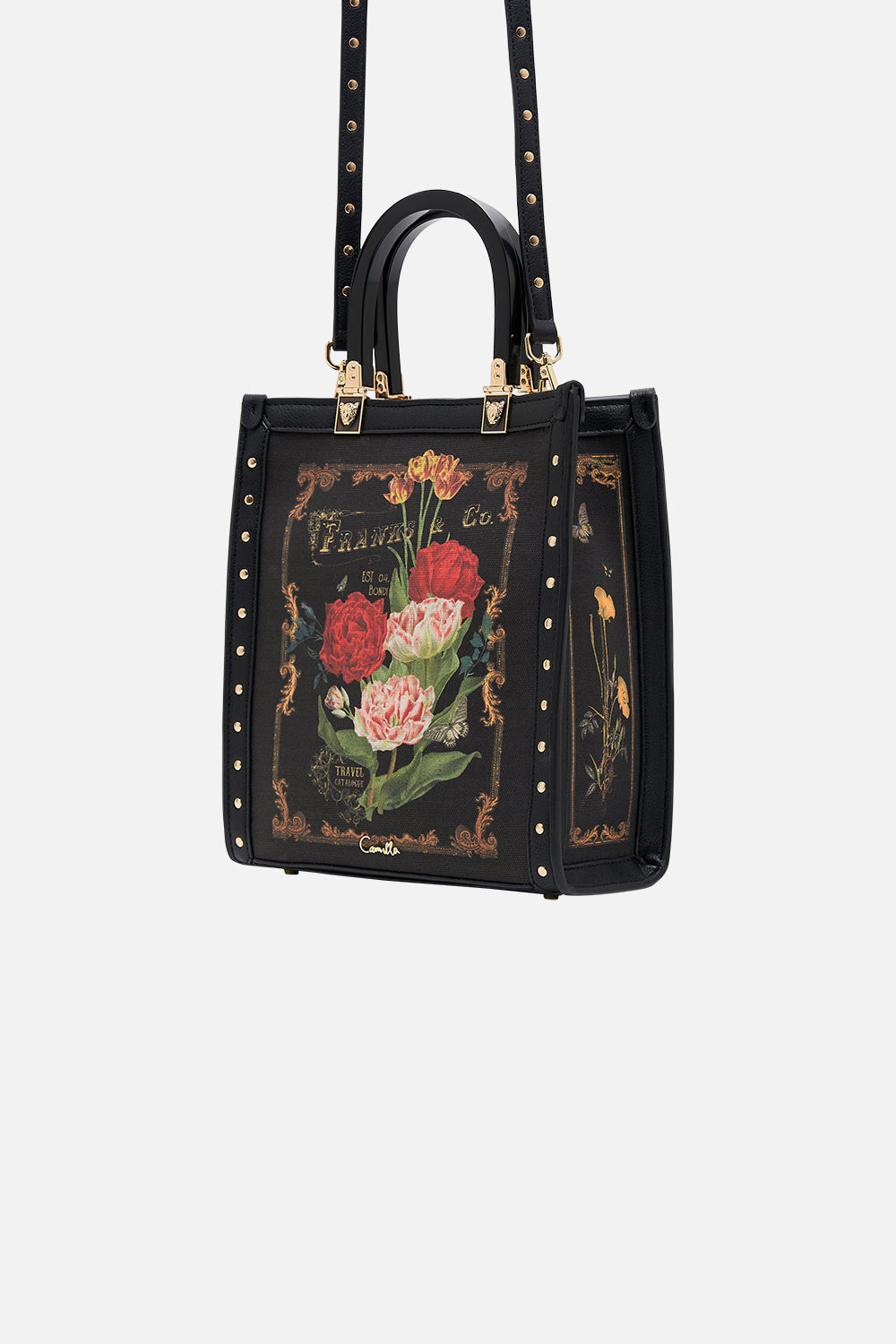 CAMILLA floral north south tote with smooth handle in Magic in the Manuscripts