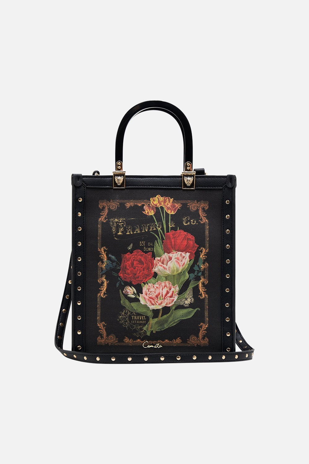 CAMILLA floral north south tote with smooth handle in Magic in the Manuscripts