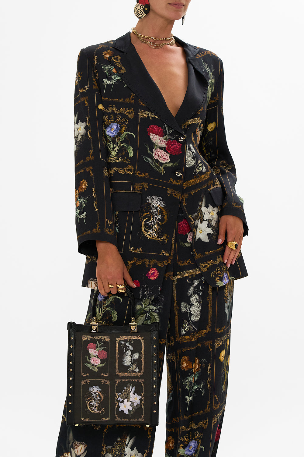 CAMILLA floral north south tote with smooth handle in Magic in the Manuscripts