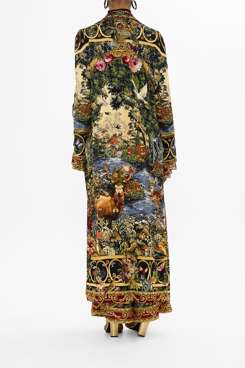 DRAWCORD WAIST LONG DRESS TAPESTRY TOTEMS
