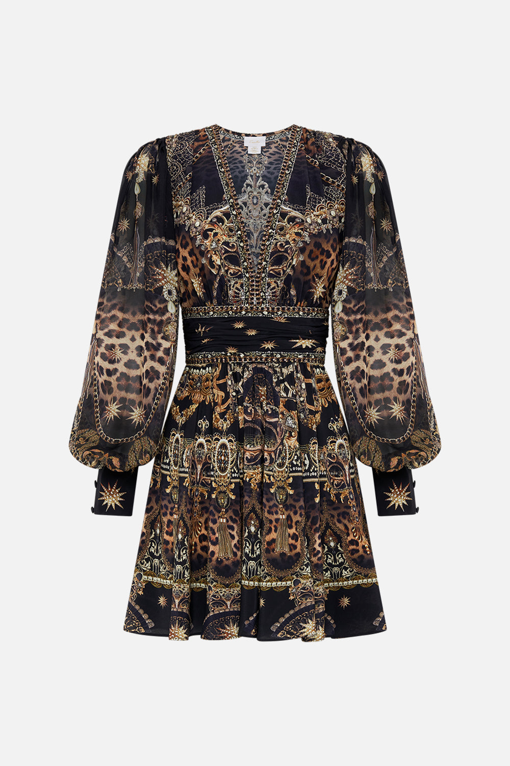 CAMILLA silk mini dress in Masked At Moonlight print