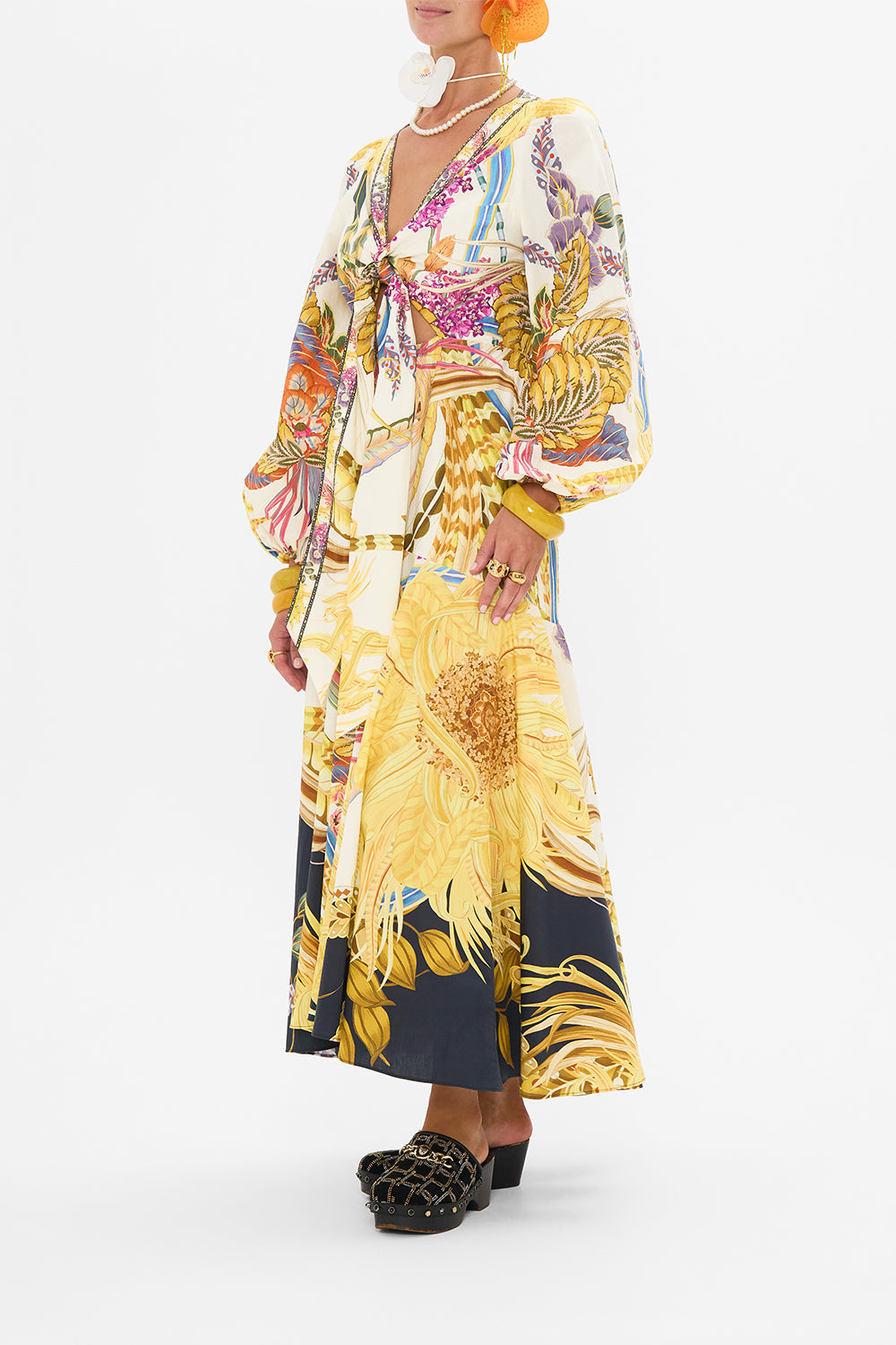 CAMILLA wrap dress in Sunflowers On My Mind print
