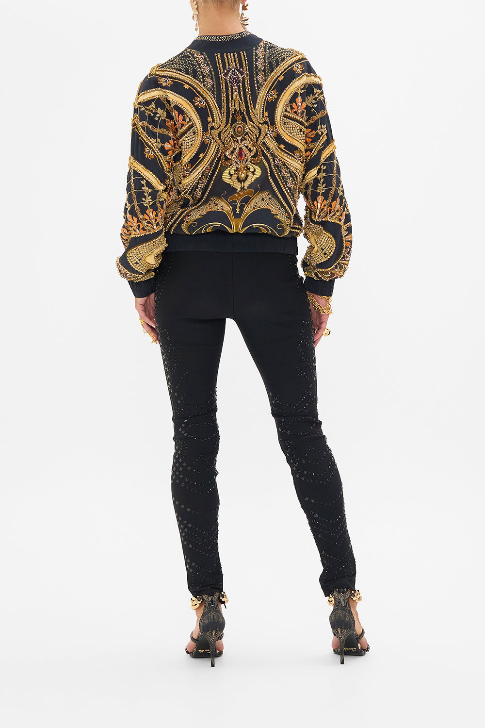 CAMILLA  designer bomber jacket in Nouveau Noir print