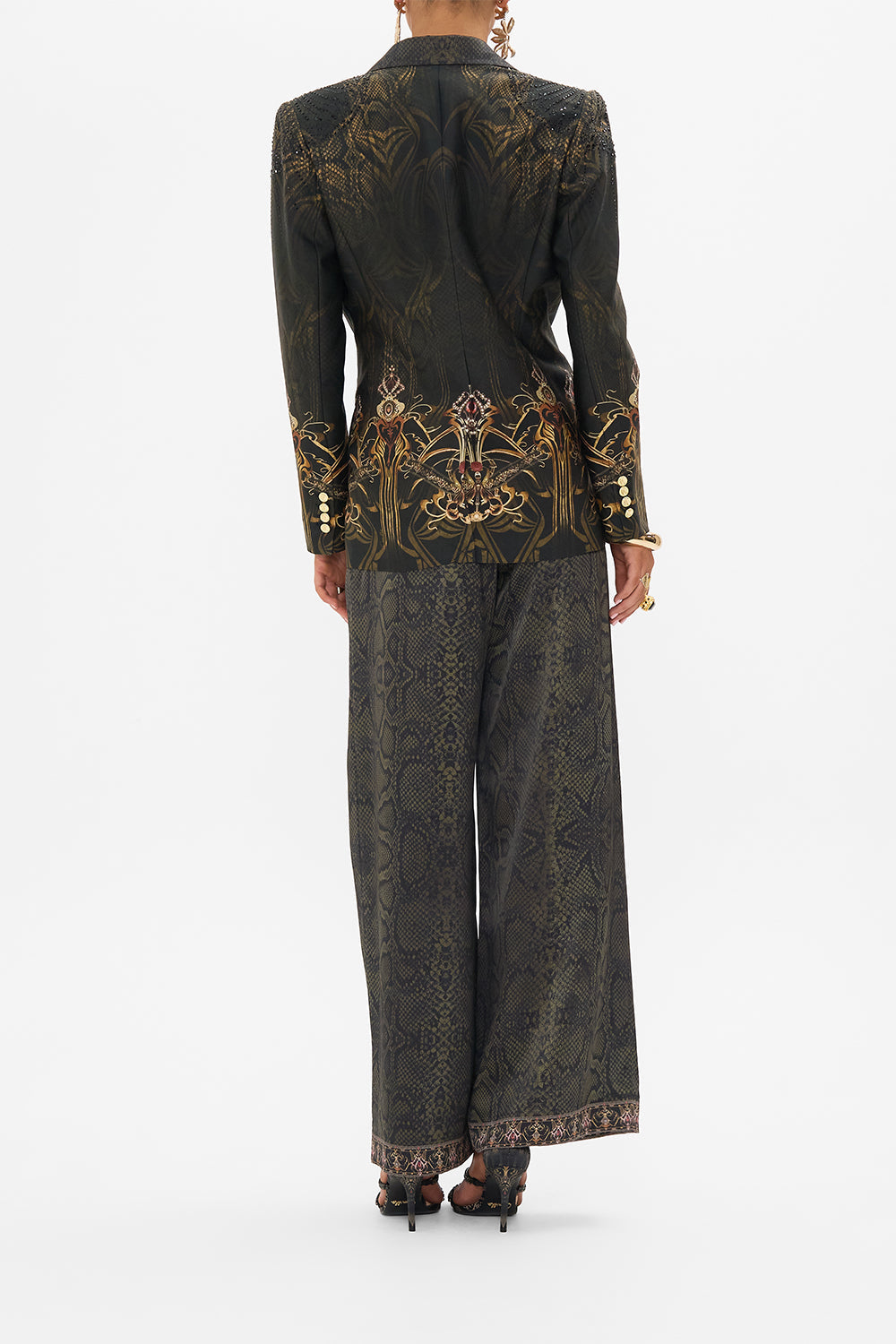 CAMILLA silk jacket in Nouveau Noir print