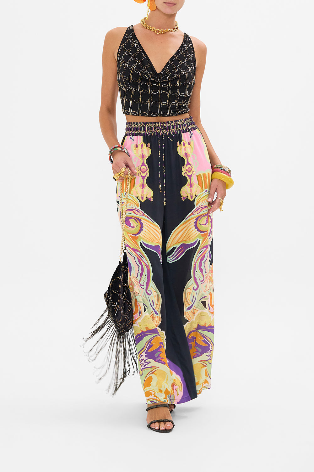 The CAMILLA MESH HIGH WAIST HIGH LEG BRIEF SOLID BLACK in our  print.