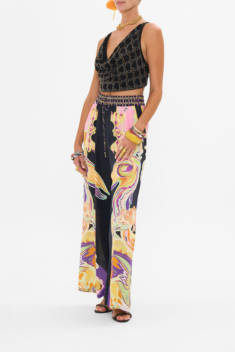 The CAMILLA JERSEY TANK DRESS - HOTFIX NOUVEAU NOIR in our  print.