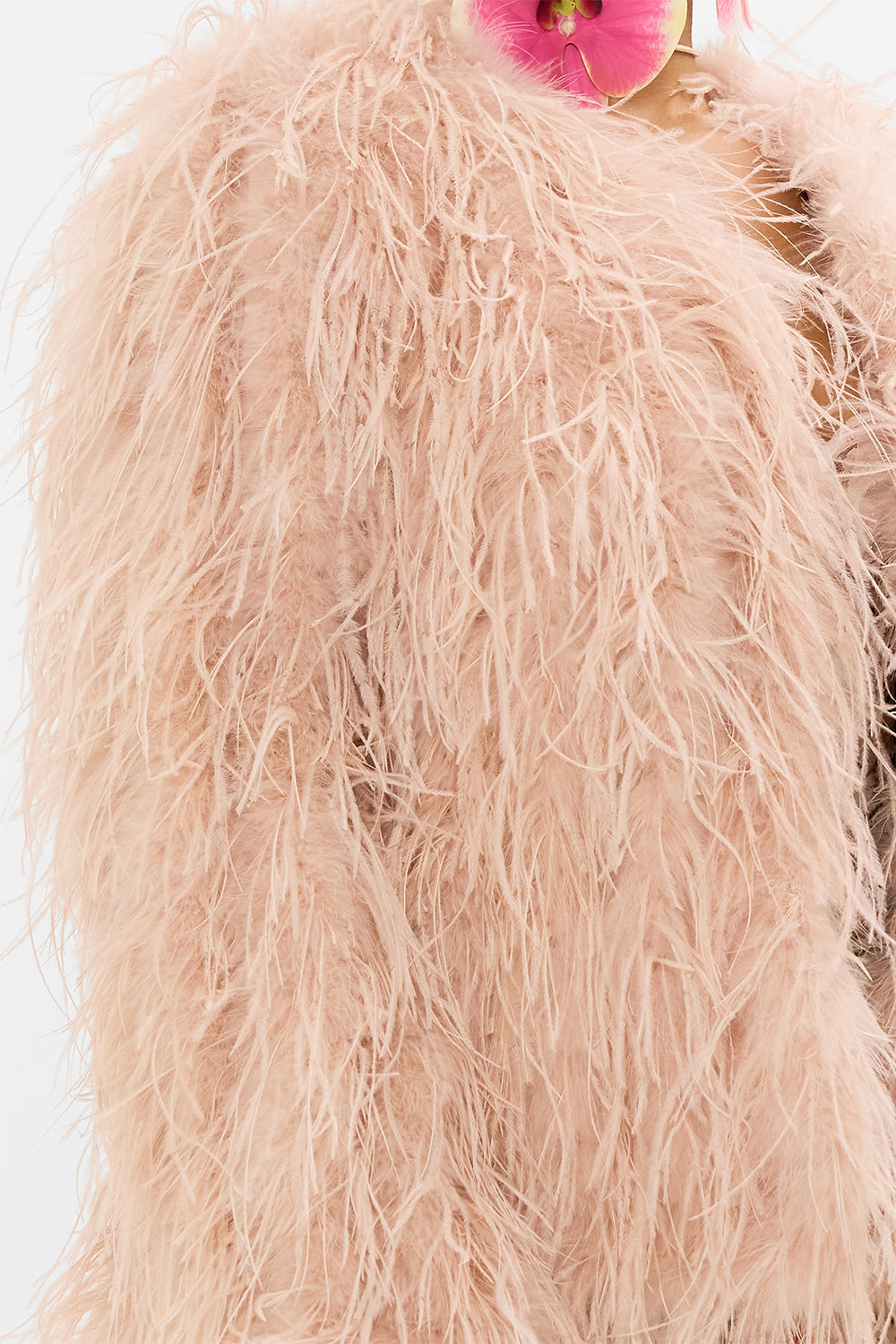 CAMILLA feather jacket in Rose Garden Revolution print