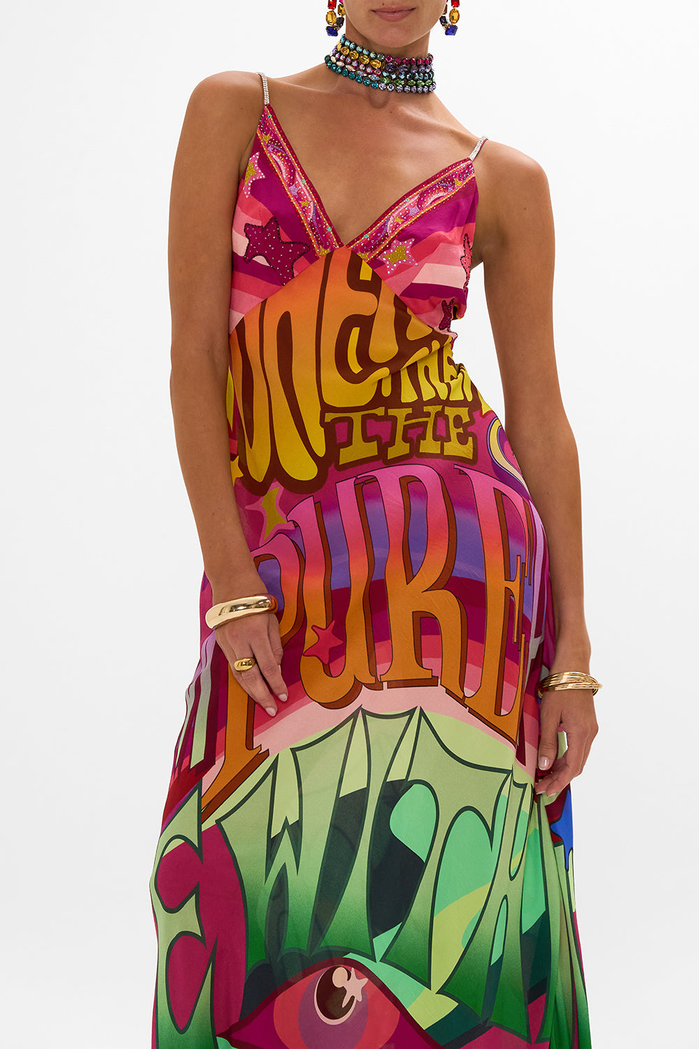 CAMILLA silk maxi dress in Pure Prism print