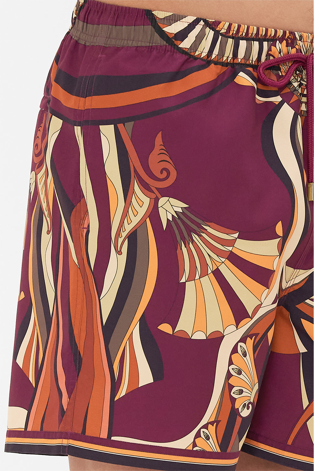Hotel Franks By CAMILLA Black mid length boardshort in Desert Delerium print.