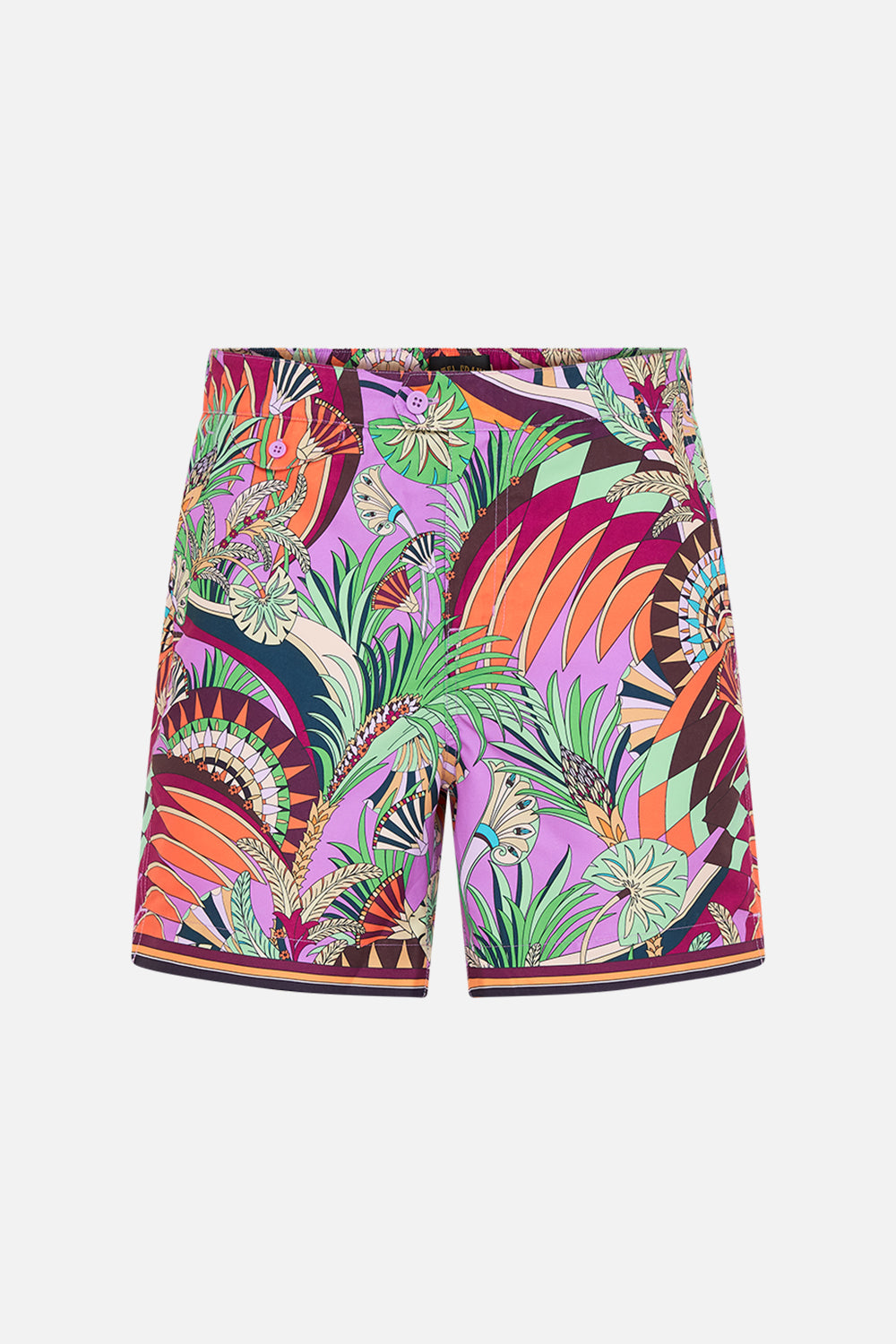The CAMILLA SHIRRED WAIST PANT UNDER SCARAB SKIES in our  print.