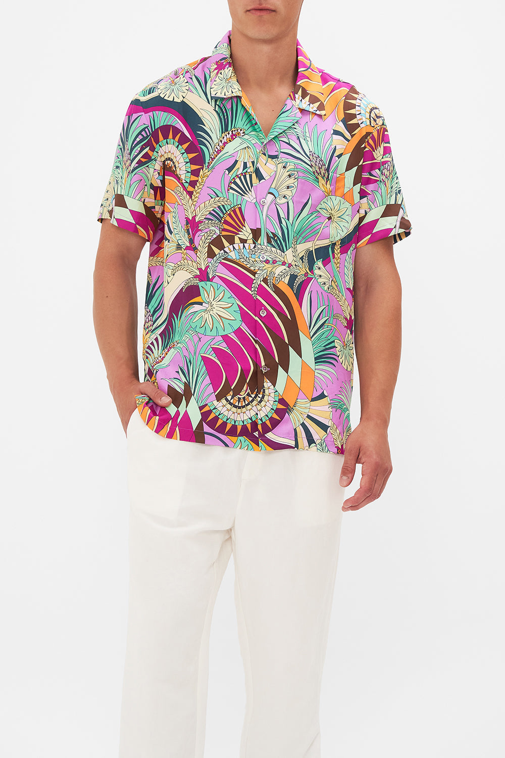 Hotel Franks By CAMILLA Short Sleeve Camp Collared Shirt in Giza Goddess print.