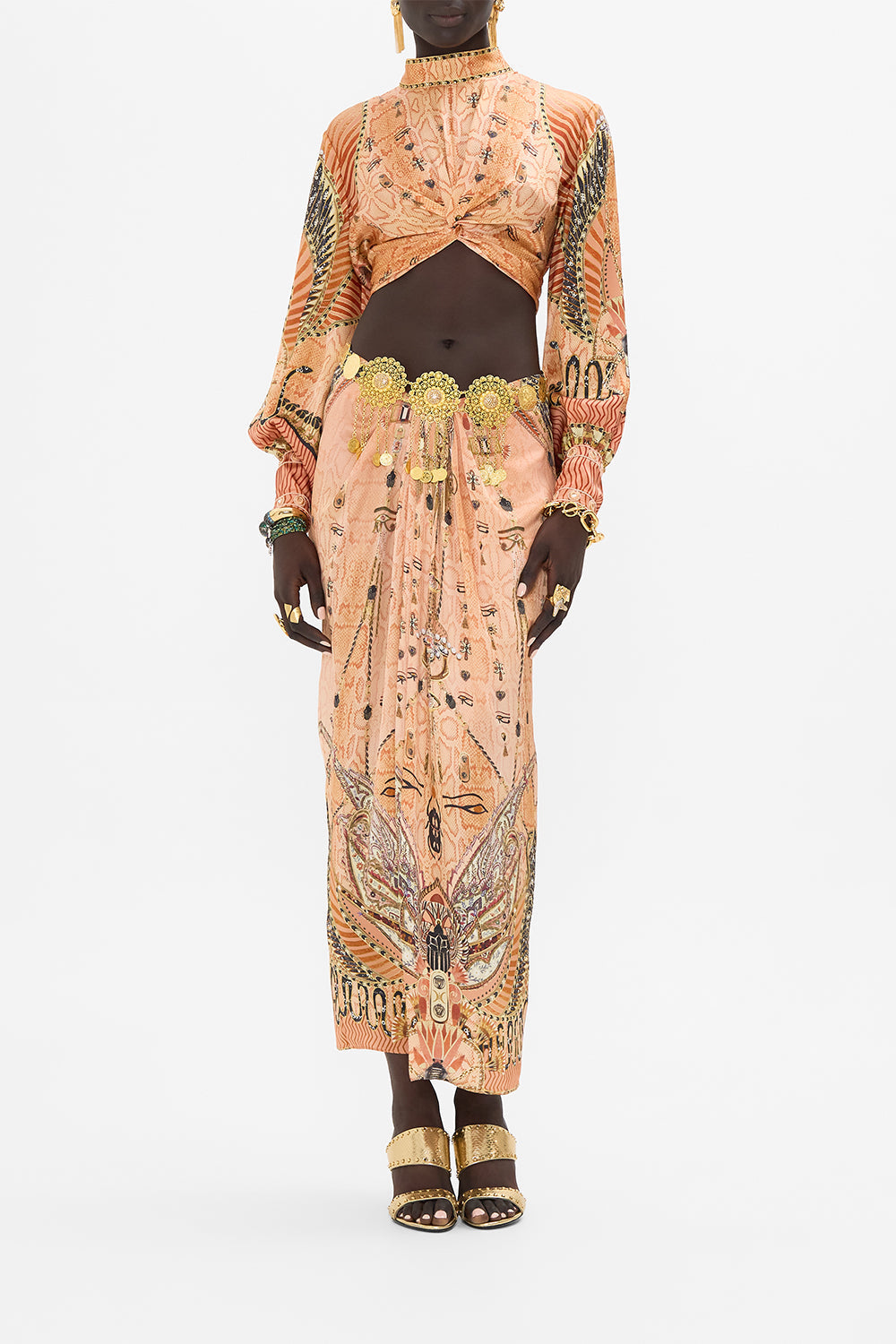 The CAMILLA SCOOP BACK HEM DRESS MY FAIR PHARAOH in our  print.