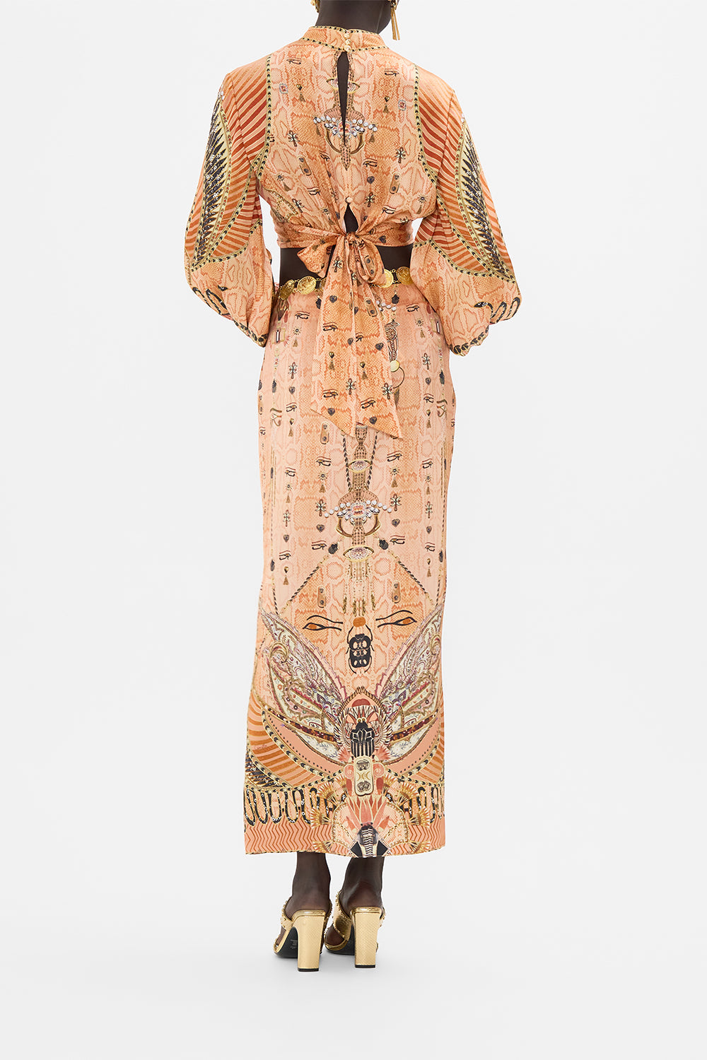 The CAMILLA SCOOP BACK HEM DRESS MY FAIR PHARAOH in our  print.