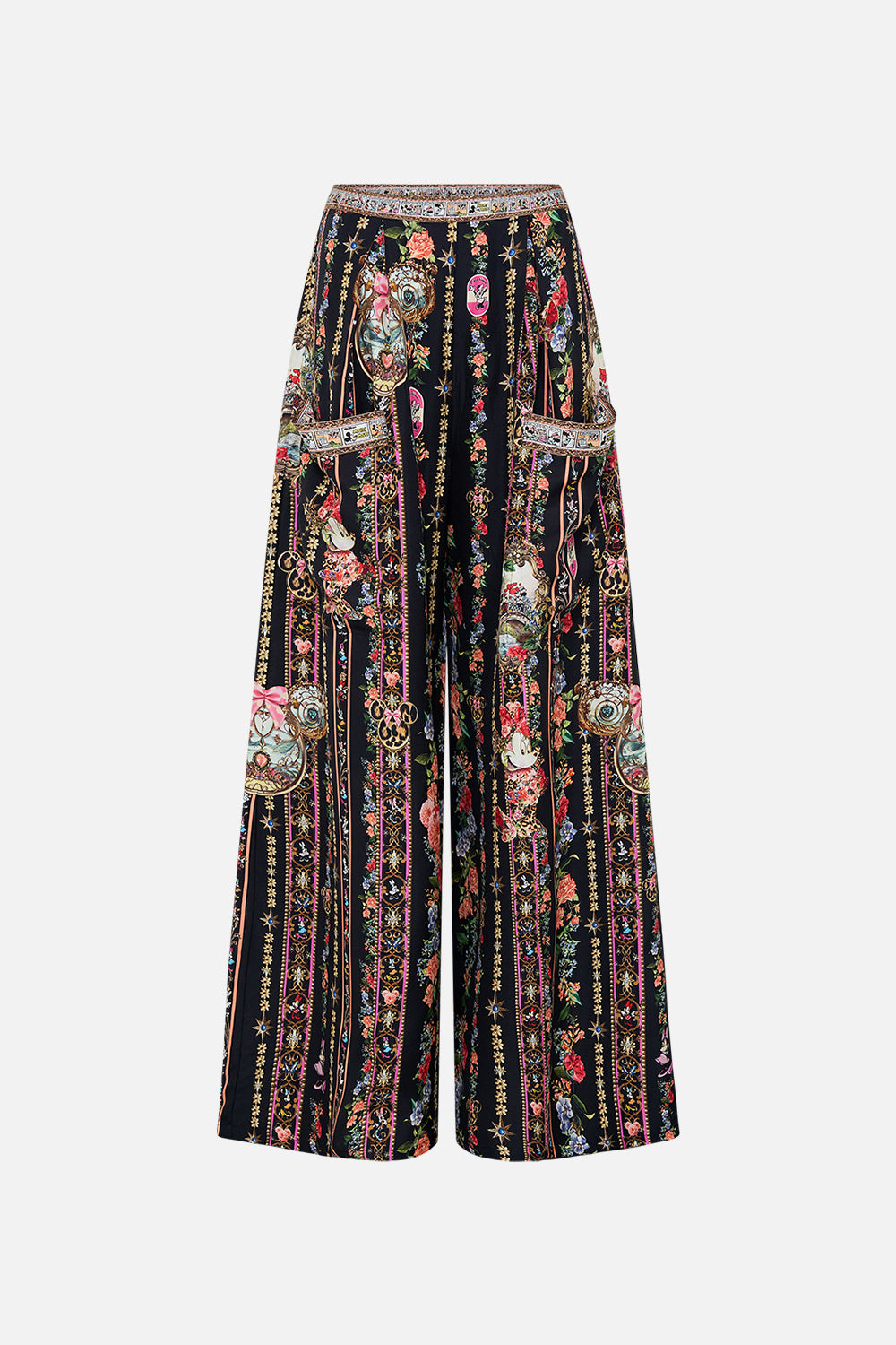 Disney x CAMILLA silk pants in Midnight At Minnies print