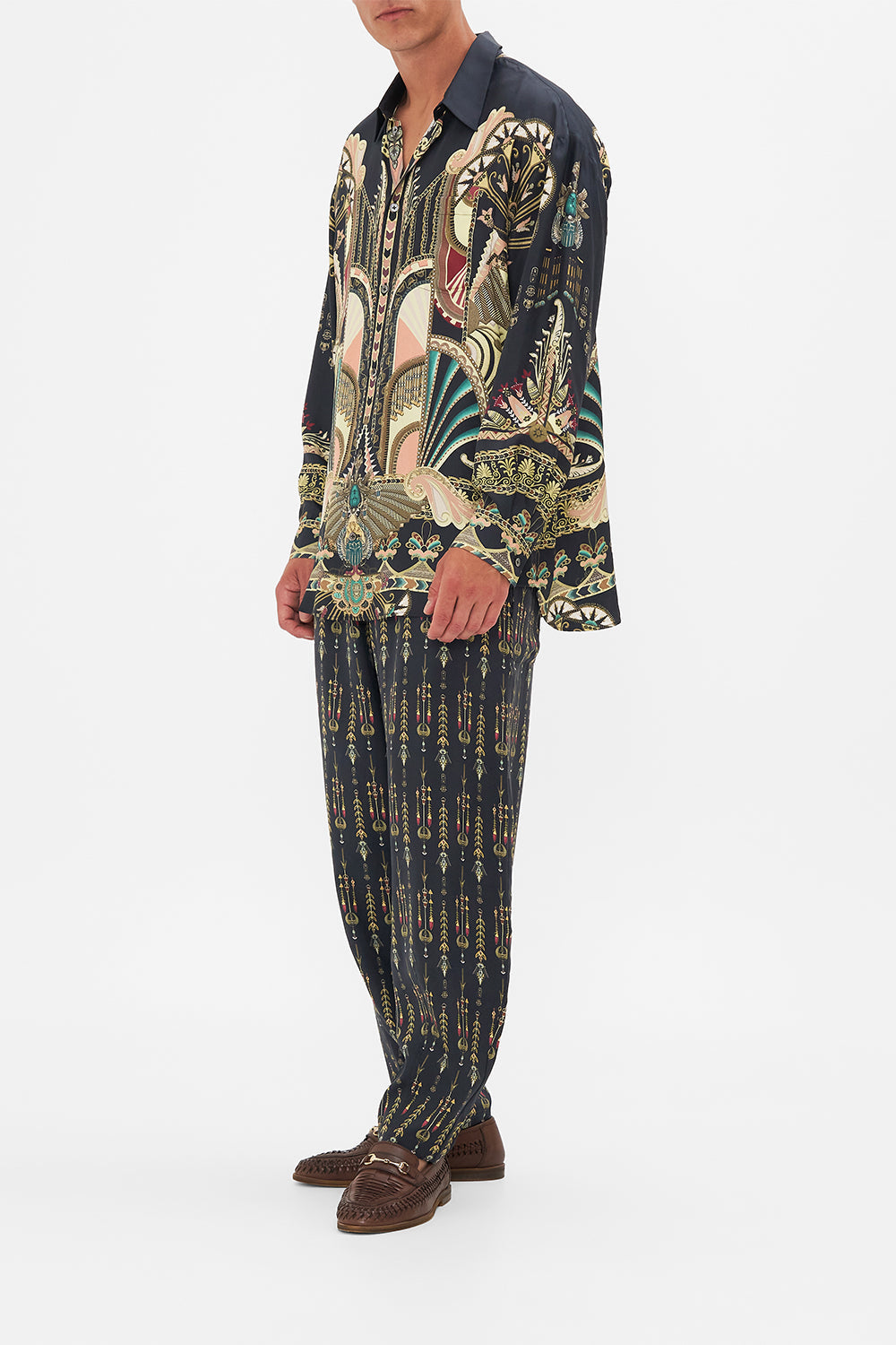 Hotel Franks By CAMILLA  Black/Gold Oversized Shirt in They Called Her Nefertari print