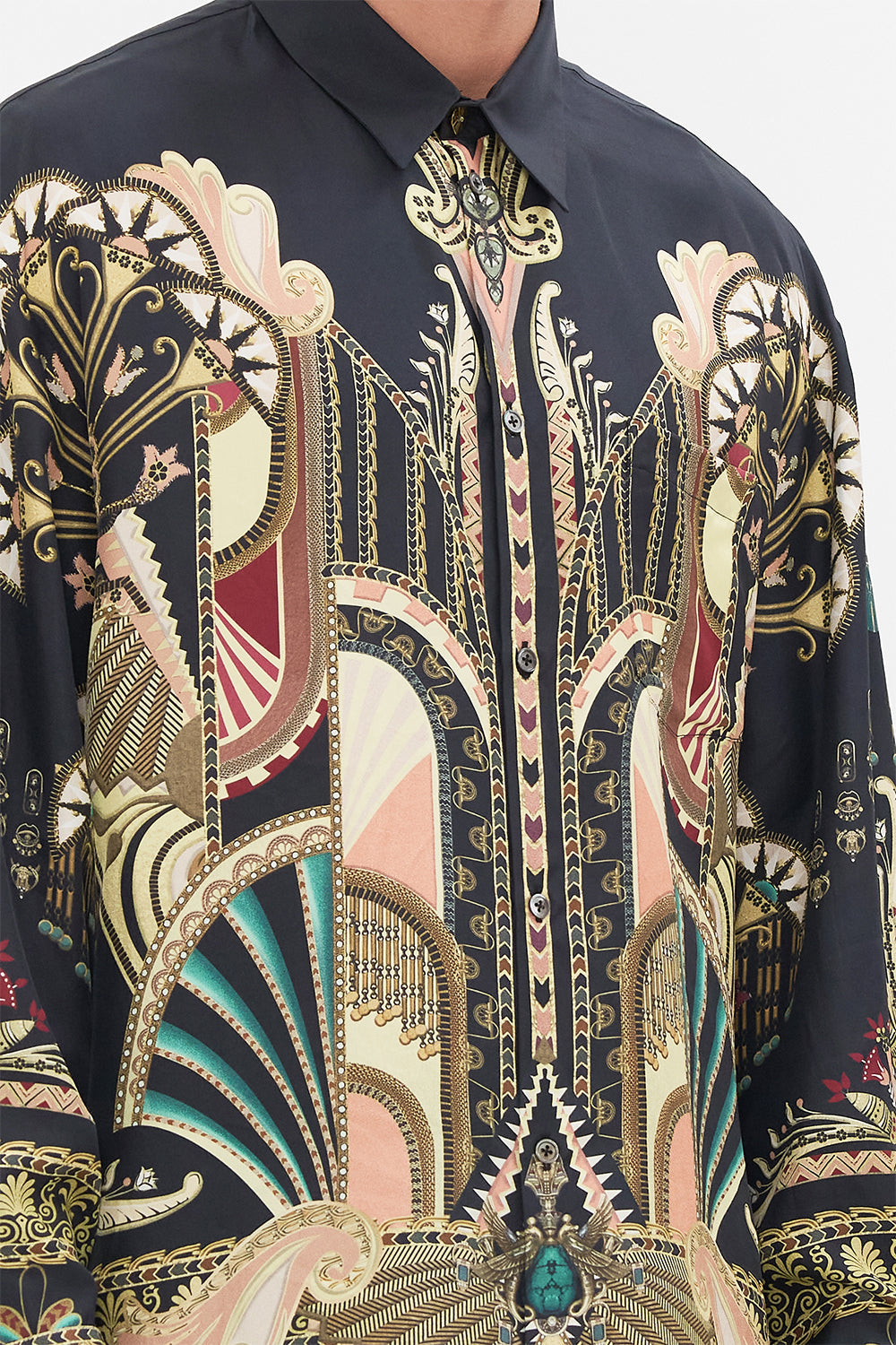 Hotel Franks By CAMILLA  Black/Gold Oversized Shirt in They Called Her Nefertari print