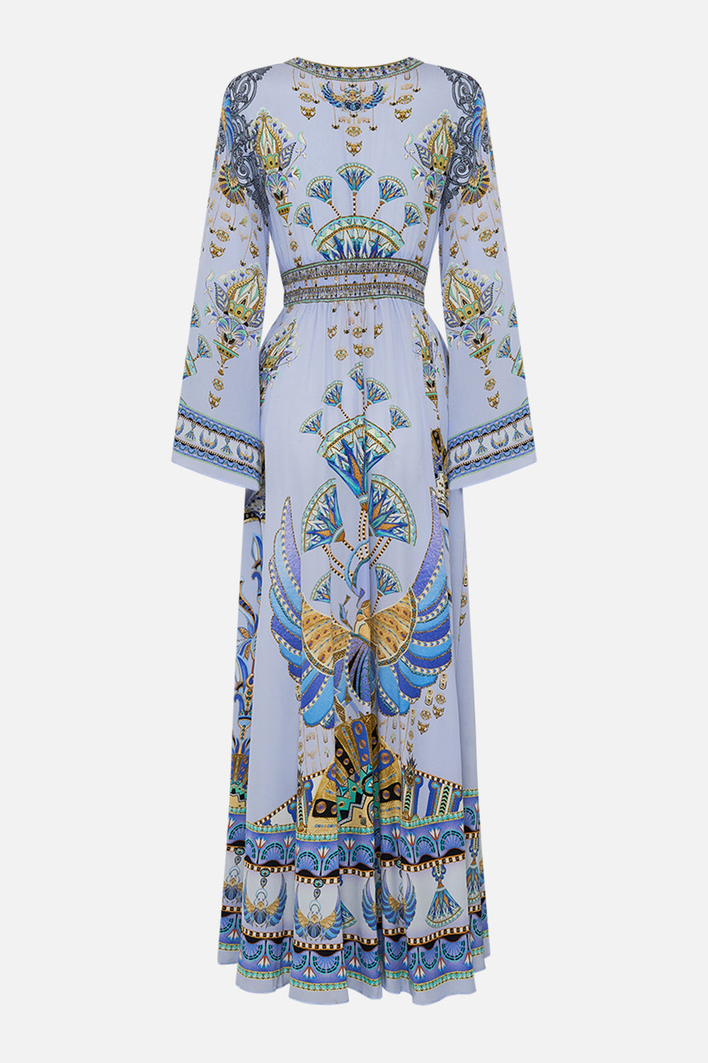 CAMILLA Kimono Sleeve Dress with Shirring Detail in Under Scarab Skies print