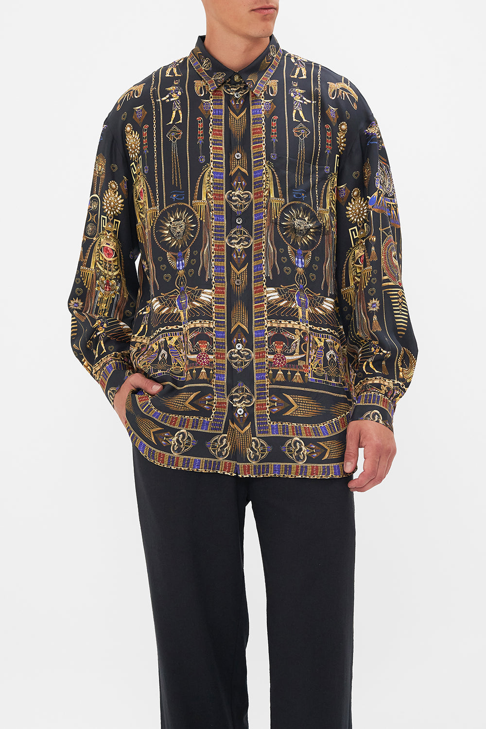 Hotel Franks By CAMILLA Oversized Shirt in Cartouche Kingdom print. 