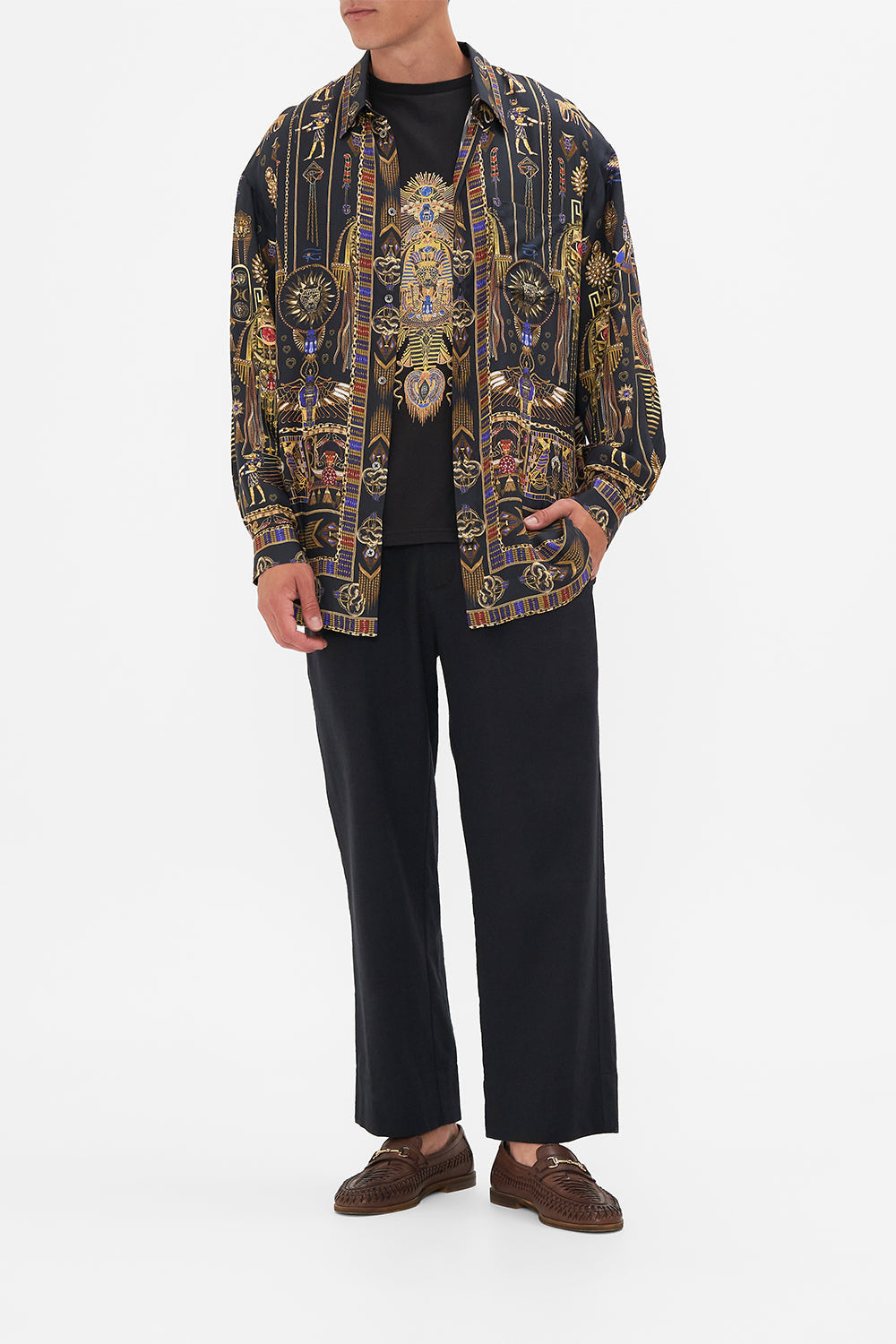 Hotel Franks By CAMILLA Oversized Shirt in Cartouche Kingdom print. 