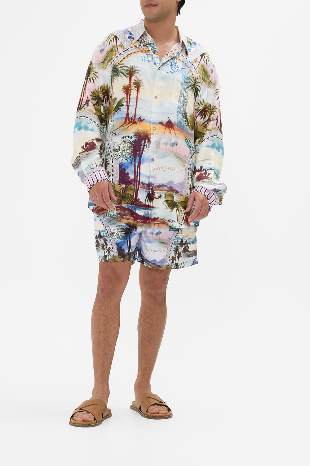 The CAMILLA SHORT SLEEVE CAMP COLLARED SHIRT SEW YESTERDAY in our  print.