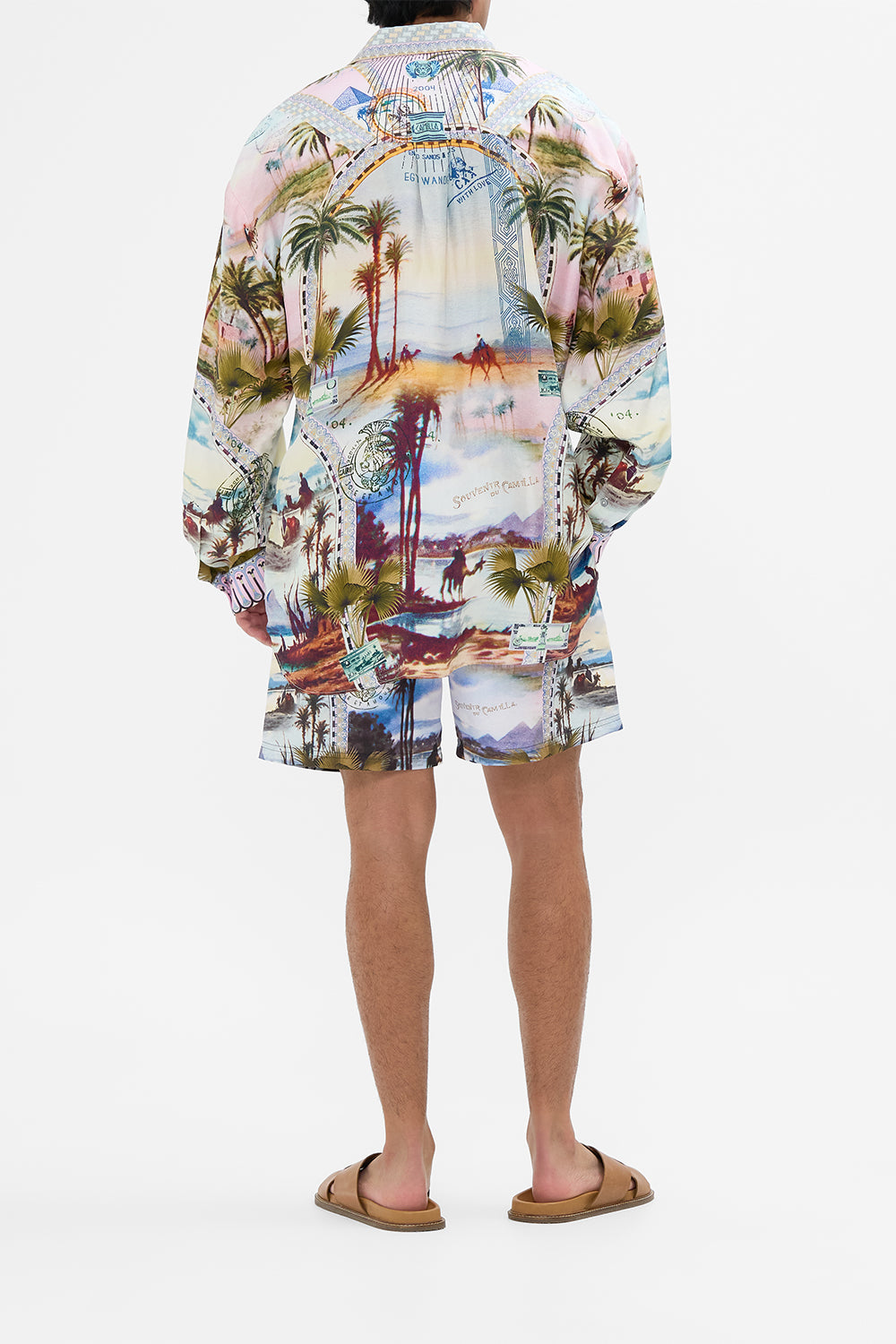 The CAMILLA SHORT SLEEVE CAMP COLLARED SHIRT SEW YESTERDAY in our  print.
