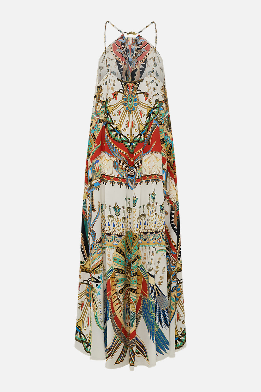 CAMILLA Gather Neck Hardware Maxi Dress in Valley Of The Queens print