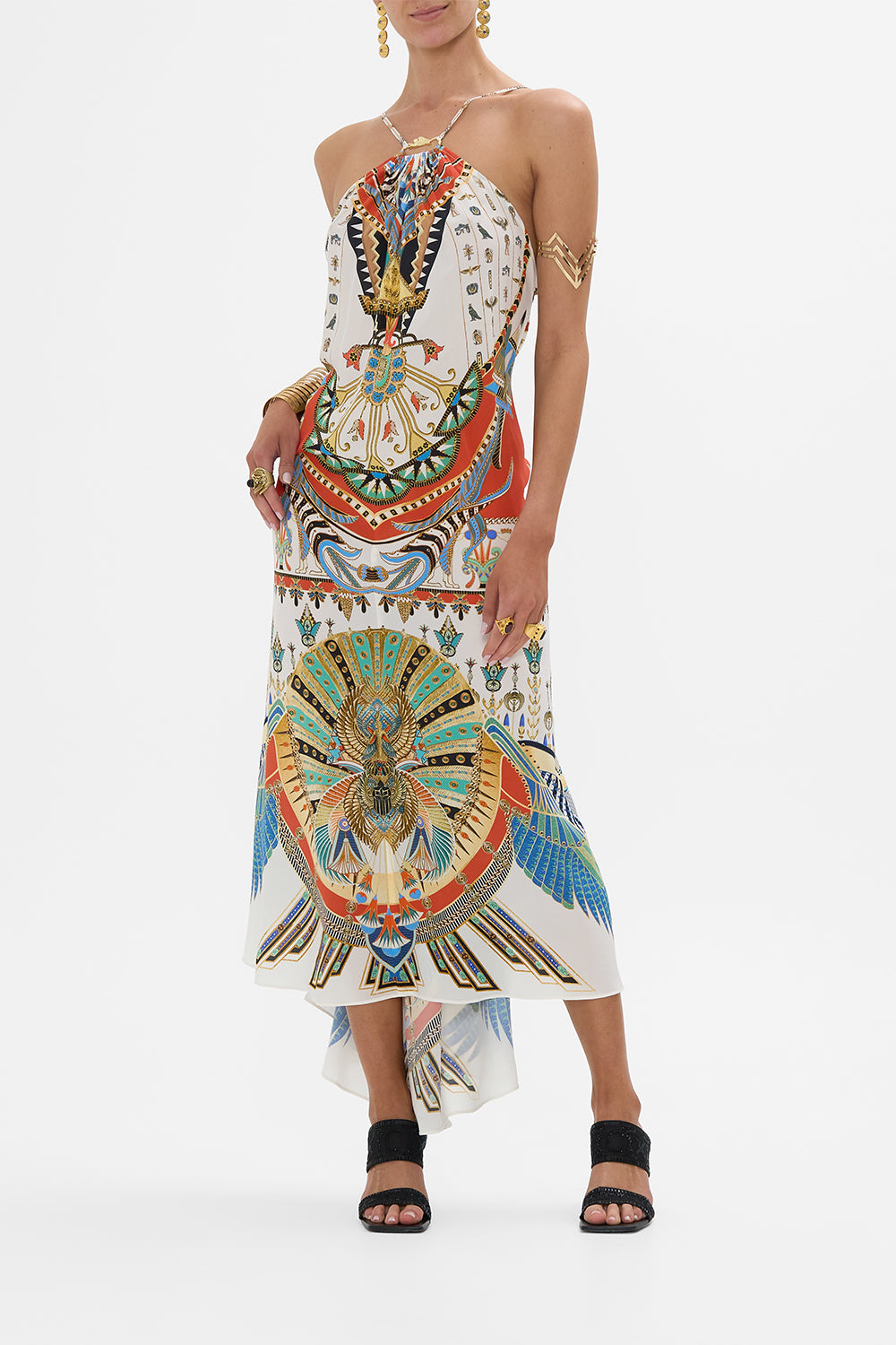 CAMILLA Gather Neck Hardware Maxi Dress in Valley Of The Queens print