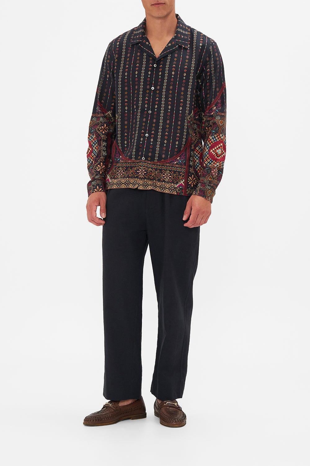 LONG SLEEVE CAMP COLLARED SHIRT WANDERING ONES