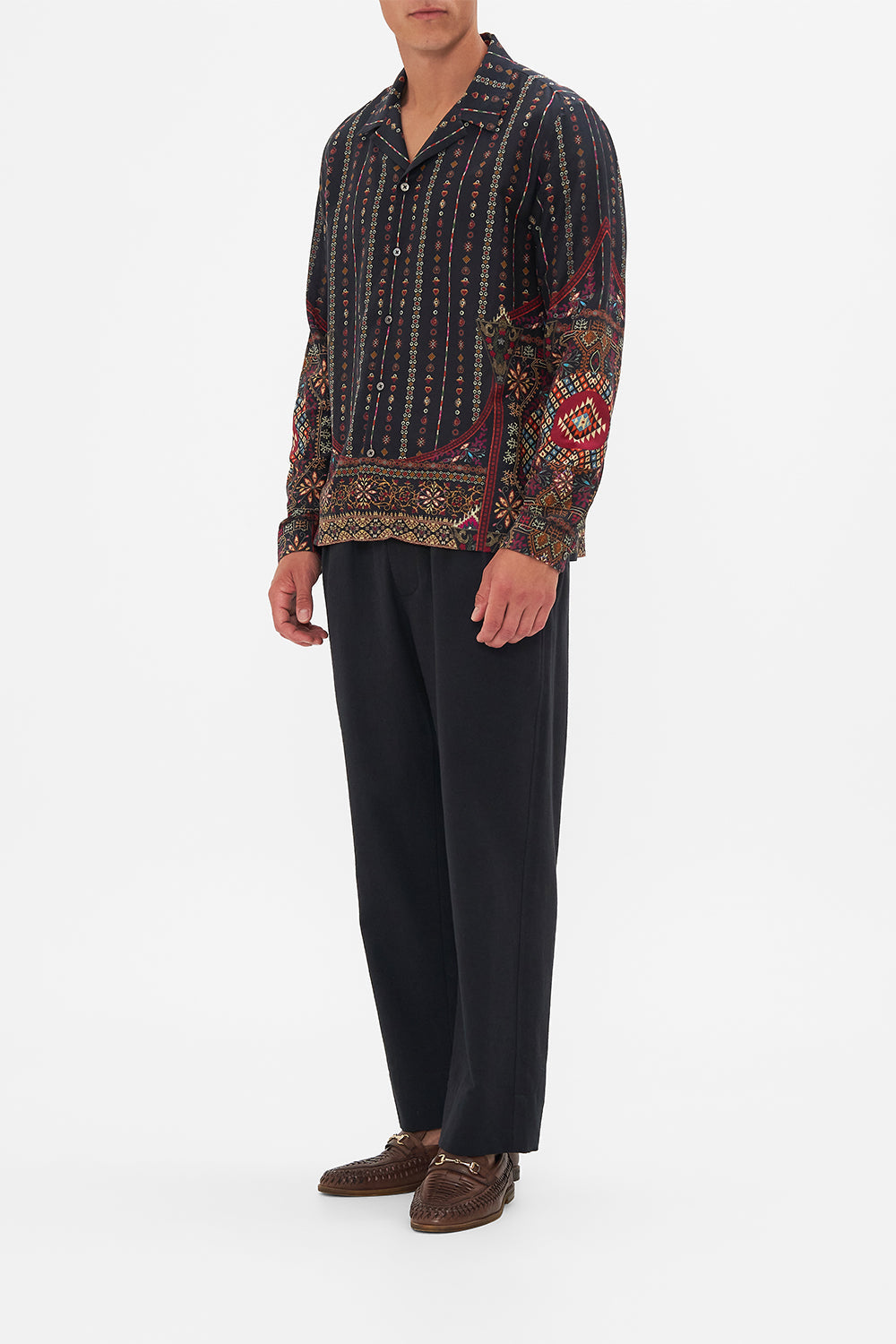 The CAMILLA MACRAME SHAWL LOOM TO TOMB in our  print.