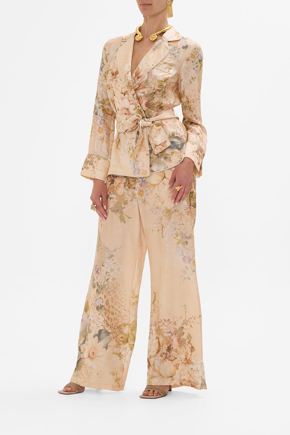CAMILLA Pajama Suit Jacket in Adorned in Antiquity print. 