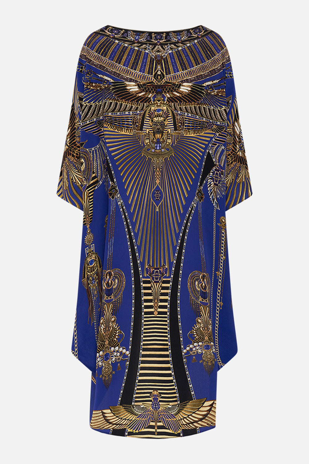 CAMILLA Scoop Back Hem Dress in My Fair Pharaoh print. 
