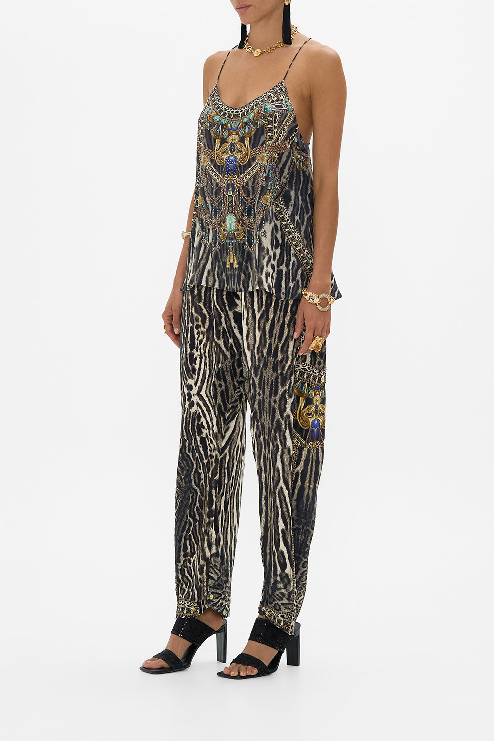 CAMILLA Pocket Harem Pant in Cat Worship print. 