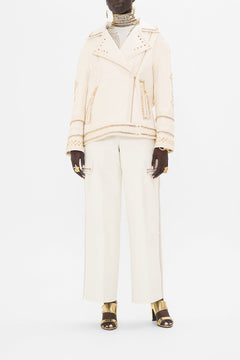 CAMILLA Oversized Leather Biker Jacket in Valley of the Queens print