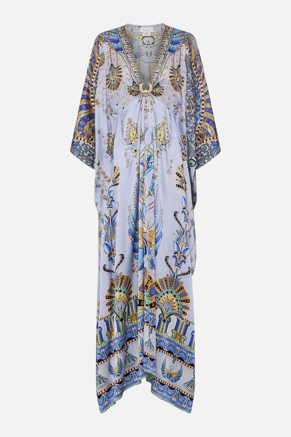 CAMILLA Lilac Split Sleeve Kaftan with Hardware in Under Scarab Skies print