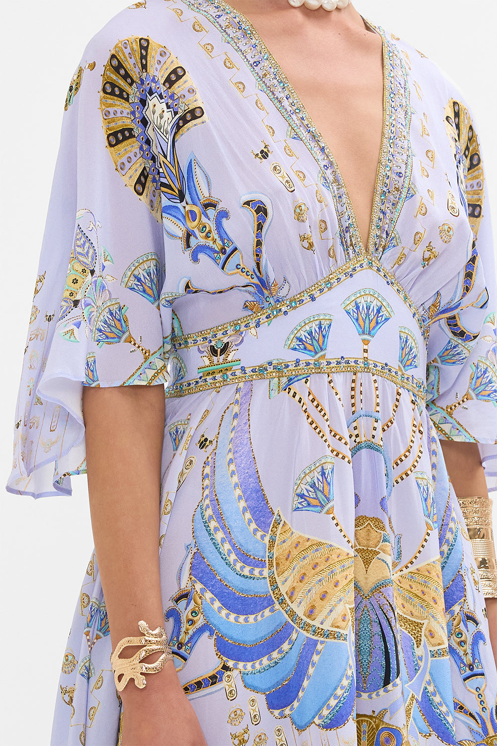 CAMILLA Lilac Short Waisted Dress in Under Scarab Skies print