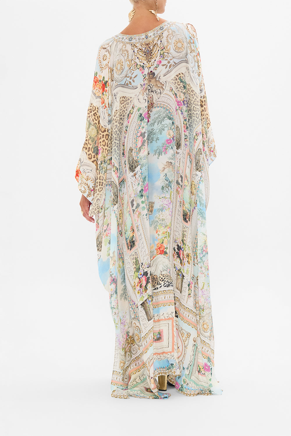 CAMILLA Floral Split Front and Sleeve Kaftan in We Always Have Alexandria Print. 